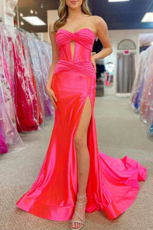 Sweetheart Satin Mermaid Long Prom Dress – Prom Dress by KissProm | Available at KissProm