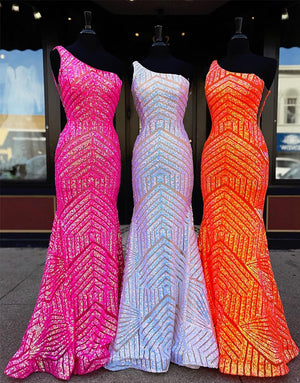 Yaretzi |Mermaid Unique One Shoulder Sequins Prom Dress