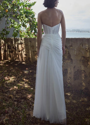 Sheath Sweetheart Tulle Wedding Dresses With Split Front