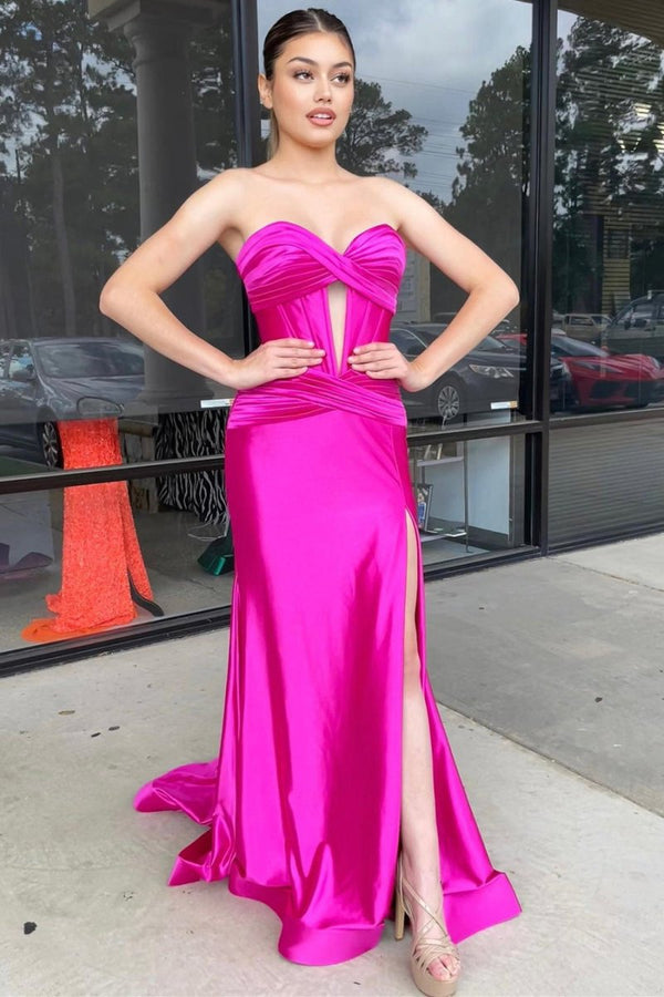 Sweetheart Satin Mermaid Long Prom Dress – Prom Dress by KissProm | Available at KissProm