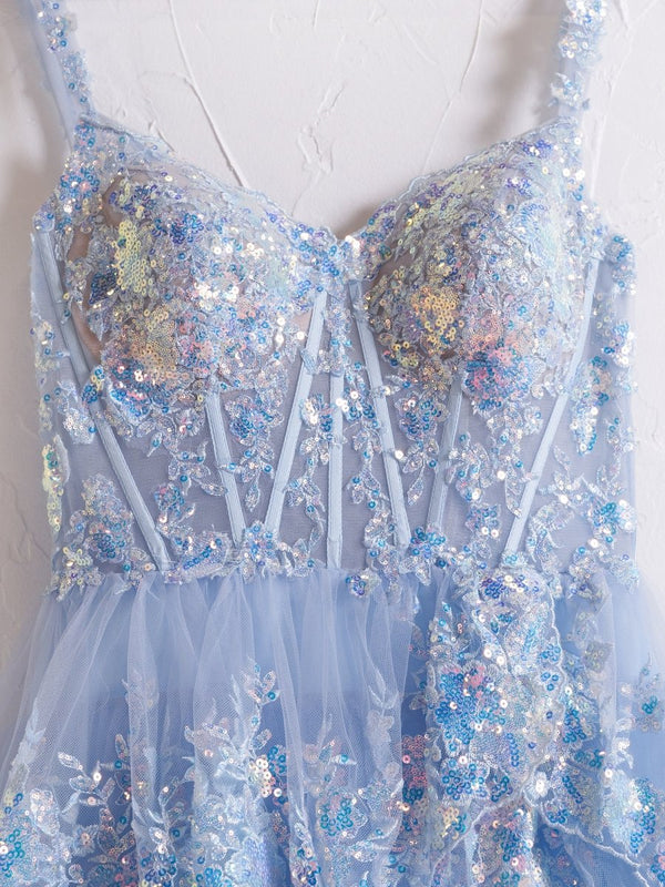 Princess A Line Off the Shoulder Corset Prom Dress with Lace Ruffles – Prom Dress by KissProm | Available at KissProm