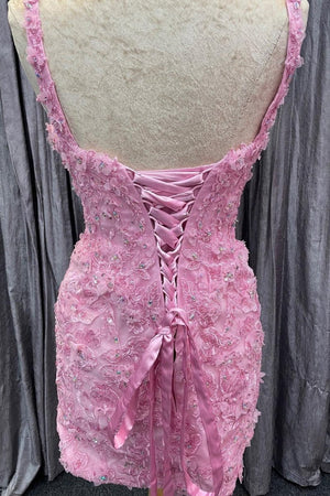 Pink Tulle Floral Appliques Sweetheart Lace-Up Quinceanera Dress – Prom Dress by KissProm | Available at KissProm