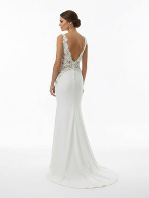 Dulce | White Long Mermaid Boho Wedding Dress with Appliqued