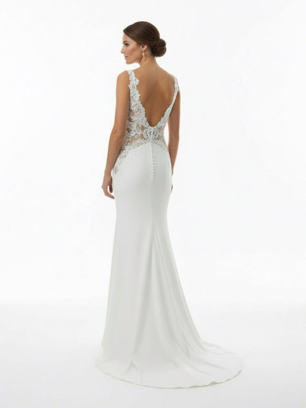Dulce | White Long Mermaid Boho Wedding Dress with Appliqued