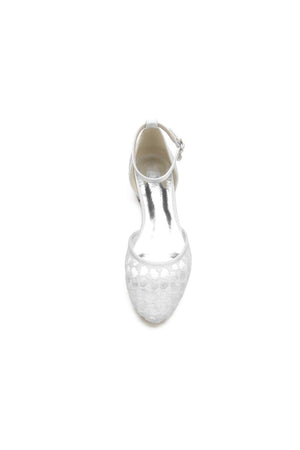 Ivory Lace Flats with Ankle Strap - KissProm