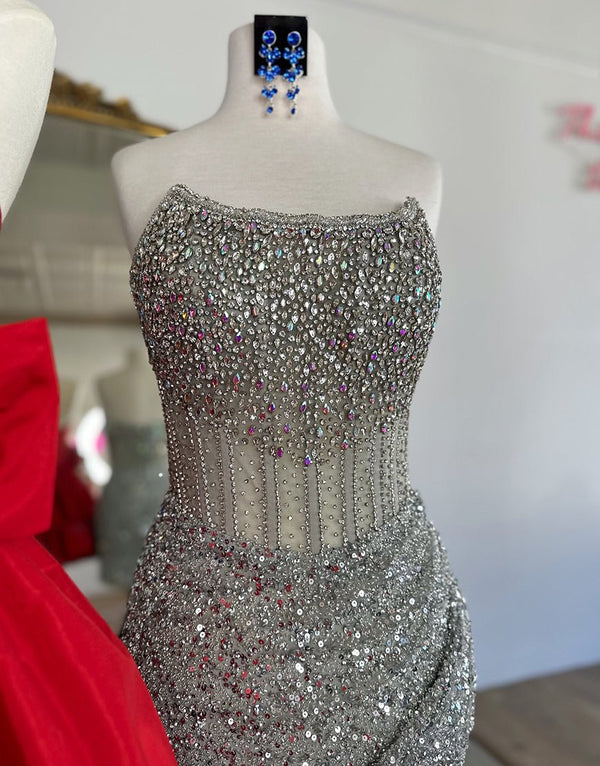 Bodycon Strapless Corset Beaded Mini Party Dresses – Homecoming Dress by KissProm | Available at KissProm