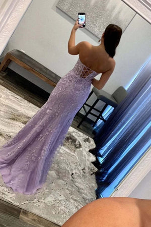 Mermaid Strapless Corset Lace Prom Dress with Slit – Prom Dress by KissProm | Available at KissProm