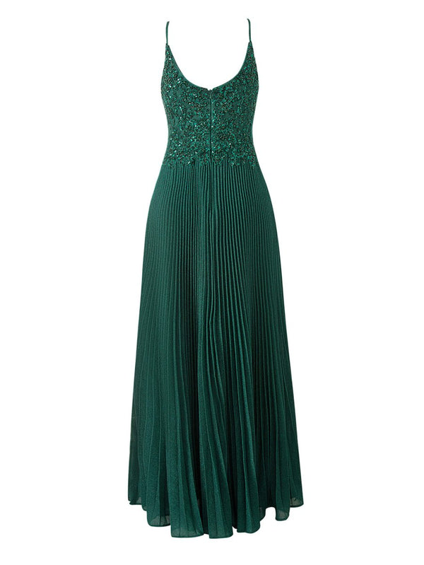 Elizabeth | Rose Pink A - line Floor Length Glitter Jersey Prom Dress with Appliques and Sequins - KissProm