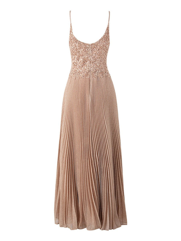 Elizabeth | Rose Pink A - line Floor Length Glitter Jersey Prom Dress with Appliques and Sequins - KissProm