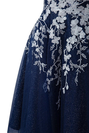 Bella | Aline Short Glitter Tulle Homecoming Dress with Appliques