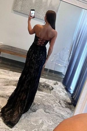 Lyric |Mermaid Strapless Lace Prom Dress with Slit