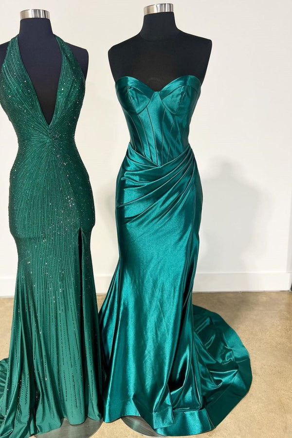 Abby | Sweetheart Fuchsia Pleated Mermaid Long Prom Dress