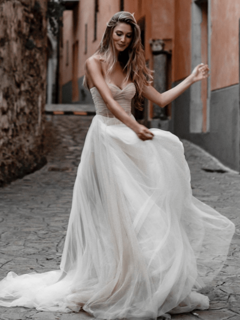 A-Line Sweetheart Tulle Long Wedding Dresses – Wedding Dress by kissprom | Available at KissProm