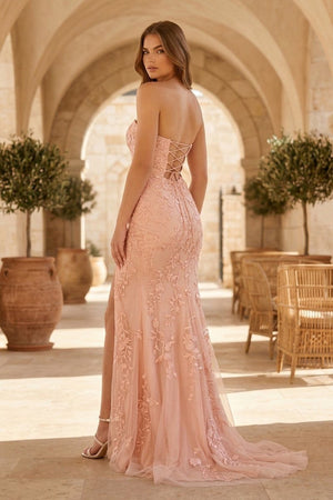 Mermaid Strapless Lace Long Prom Dress with Slit – Prom Dress by KissProm | Available at KissProm