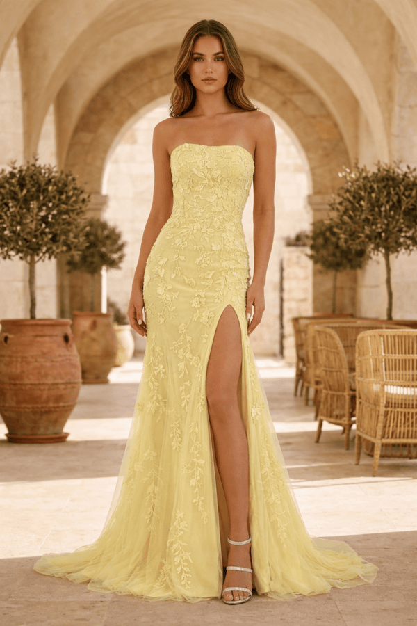 Mermaid Strapless Lace Long Prom Dress with Slit – Prom Dress by KissProm | Available at KissProm