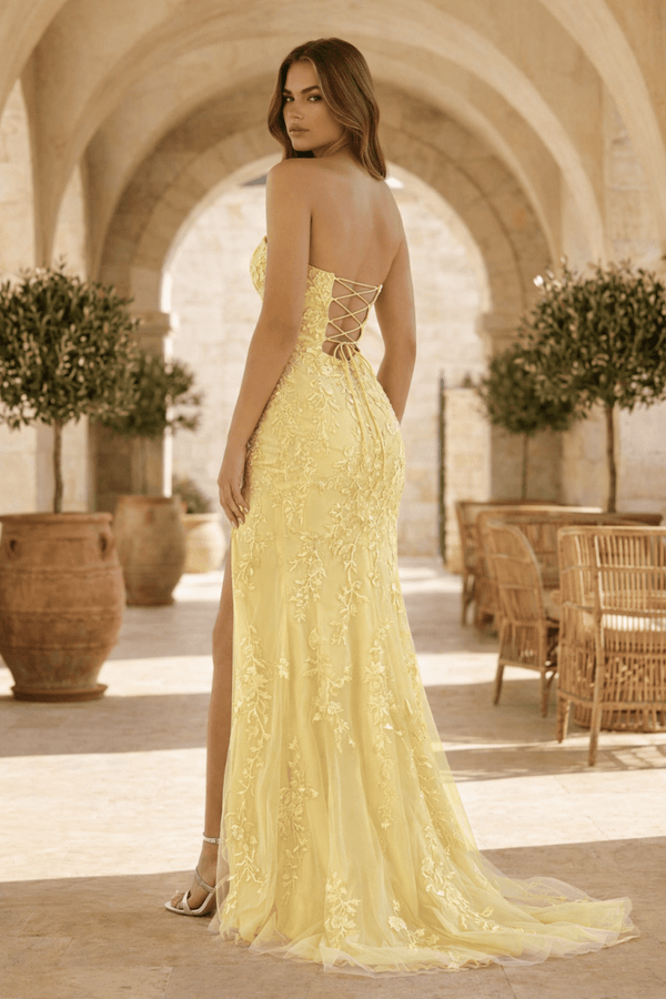Mermaid Strapless Lace Long Prom Dress with Slit – Prom Dress by KissProm | Available at KissProm