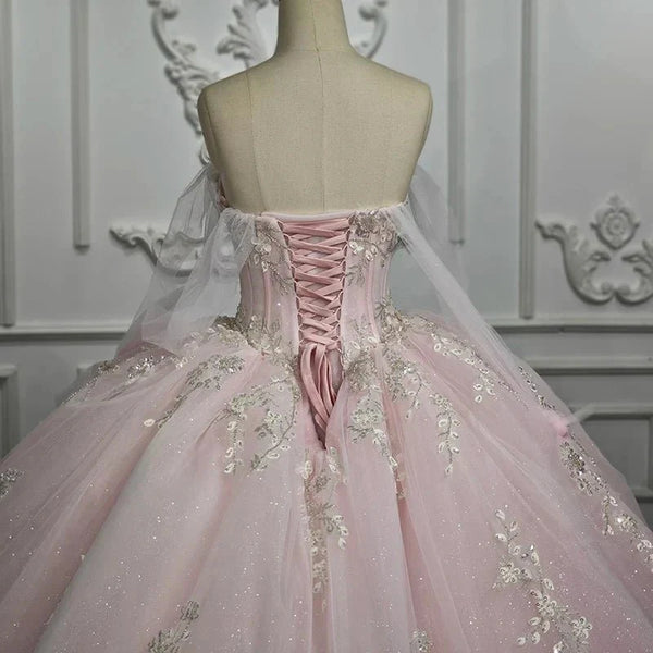 Renata | Blush Ball Gown Lace Strapless Sleeveless Quinceanera Dresses