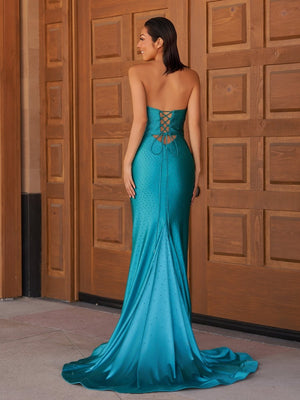 Glitter Mermaid Yellow Sweetheart Cut-out Long Prom Dress with Beading – Prom Dresses by KissProm | Available at KissProm