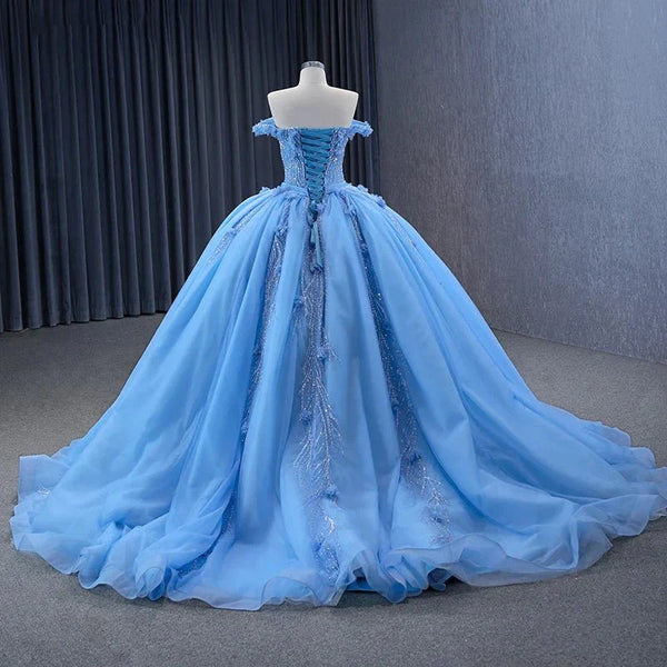 Quinceanera Dress Elegant Sequins Ball Gown Sweetheart Lace Up Appliques Evening Party Dresses - KissProm