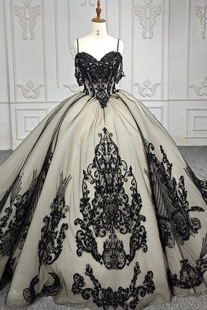 Soraya |  Spaghetti Straps Embroidery Lace Quinceanera Dresses