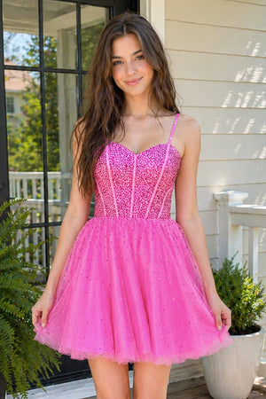 Barbie Style A Line Hot Pink Short Homecoming Dress