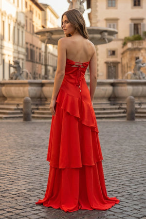 Blue - Sheath Sweetheart Chiffon Long Prom Dresses With Ruffles – Prom Dresses by KissProm | Available at KissProm