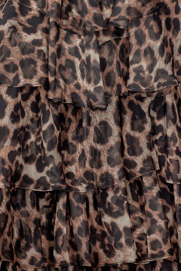 Leopard Sweetheart A Line Chiffon Ruffled Long Prom Dresses With Appliques – Prom Dress by KissProm | Available at KissProm
