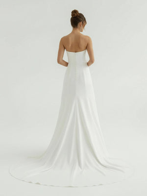 Sia | Mermaid Strapless Satin Wedding Dress With Convenient Detachable Skirt - KissProm