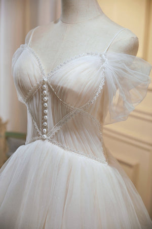 Sama |Ivory A-line V Neck Tulle Homecoming Dresses
