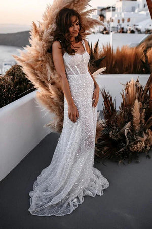 Sparkly A Line Sweetheart Sequins Wedding Dresses – Wedding Dresses by Kissprom | Available at KissProm