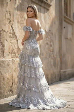 Sheath Off the Shoulder Long Lace Prom Dress (Lace-up Back) – Prom Dress by KissProm | Available at KissProm