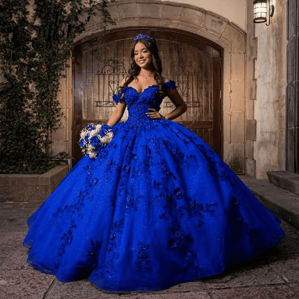 Royal Blue Off the Shoulder Puffy Quinceanera Dresses – Quinceanera Dresses by KissProm | Available at KissProm
