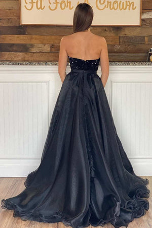 Noria | Blue Sequin Strapless Mermaid Long Pageant Dress - KissProm