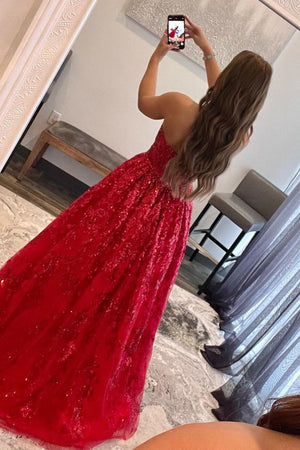 A-line Sequined Lace Long Prom Dress with Pockets – Prom Dress by KissProm | Available at KissProm