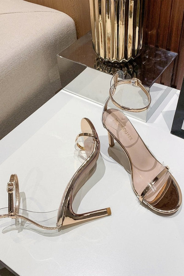 Golden Ankle Straps Prom Sandals - KissProm