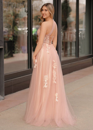 A Line One Shoulder Black Long Prom Dress with Appliques – Prom Dress by KissProm | Available at KissProm