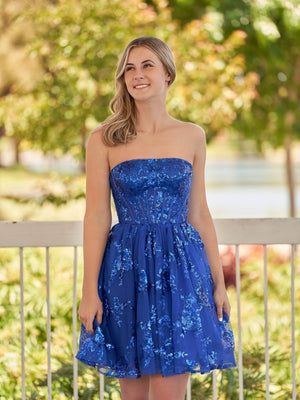 Ivette | A - Line Red Short Homecoming Dress with Sequins - KissProm