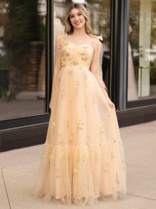 A Line Sweetheart Long Prom Dress with Embroidery – Prom Dress by KissProm | Available at KissProm