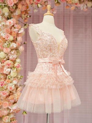 Sadie | A Line Tulle Tiered Short Homecoming Dress