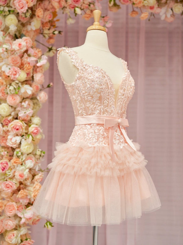 Sadie | A Line Tulle Tiered Short Homecoming Dress