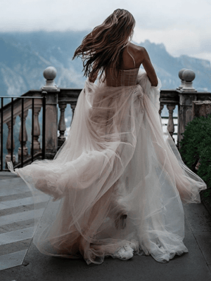 A-Line Sweetheart Tulle Long Wedding Dresses – Wedding Dress by kissprom | Available at KissProm