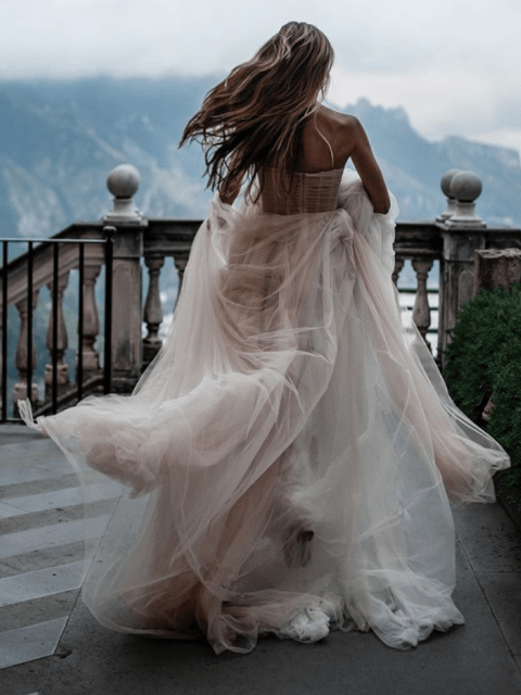 A-Line Sweetheart Tulle Long Wedding Dresses – Wedding Dress by kissprom | Available at KissProm