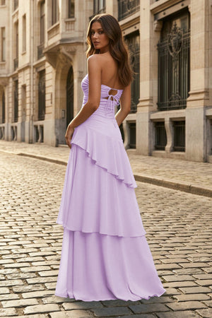 Blue - Sheath Sweetheart Chiffon Long Prom Dresses With Ruffles – Prom Dresses by KissProm | Available at KissProm