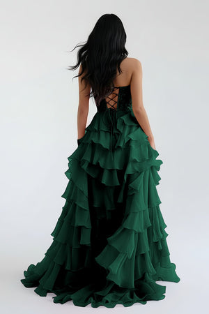 Royal Blue Chiffon Sweetheart Ruffle Tiered Long Prom Dress – Prom Dress by Kissprom | Available at KissProm