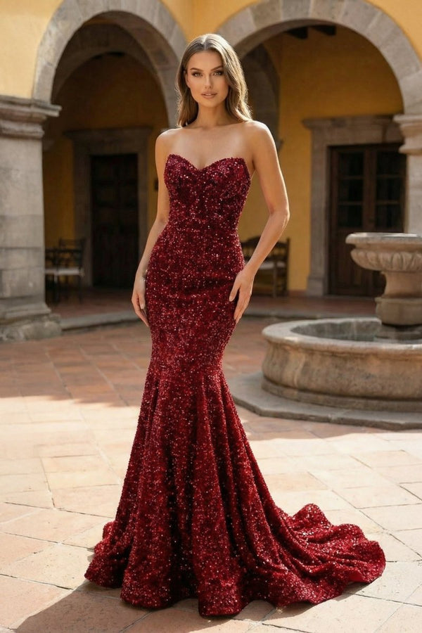 Mermaid Sweetheart Neck Sequins Prom Dress - KissProm