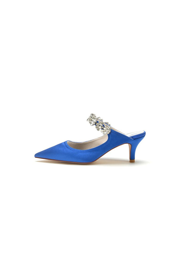 Beading Pointed Toe Rhinestone High Heels - KissProm