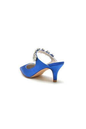 Beading Pointed Toe Rhinestone High Heels - KissProm