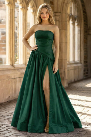 Fuchsia Strapless Taffeta A - line Long Formal Dress - KissProm