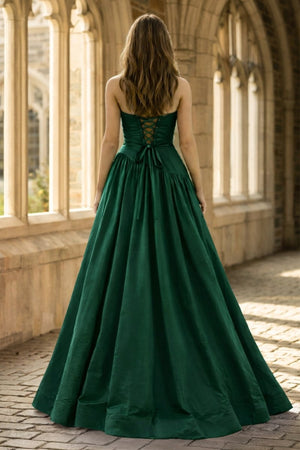 Fuchsia Strapless Taffeta A - line Long Formal Dress - KissProm