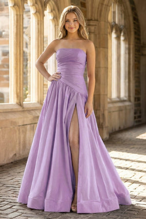 Fuchsia Strapless Taffeta A - line Long Formal Dress - KissProm